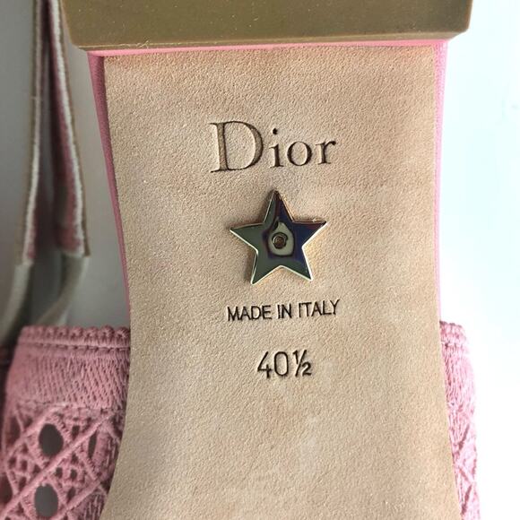 Dior & Moi Cannage Mesh Pink Bow Logo Slingback Flats Sandals 40.5 - Picture 12 of 12